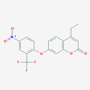 molecular formula C18H12F3NO5 B3701360 4-ethyl-7-[4-nitro-2-(trifluoromethyl)phenoxy]-2H-chromen-2-one 