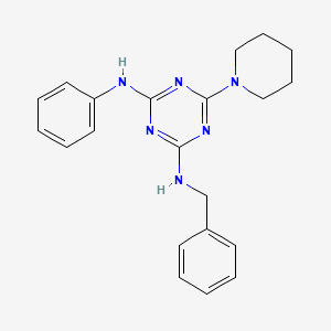 molecular formula C21H24N6 B3701423 N-benzyl-N'-phenyl-6-(piperidin-1-yl)-1,3,5-triazine-2,4-diamine 