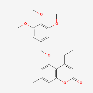 molecular formula C22H24O6 B3701489 4-ETHYL-7-METHYL-5-[(3,4,5-TRIMETHOXYPHENYL)METHOXY]-2H-CHROMEN-2-ONE 