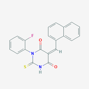 molecular formula C21H13FN2O2S B3701510 (5Z)-1-(2-fluorophenyl)-5-(naphthalen-1-ylmethylidene)-2-sulfanylidene-1,3-diazinane-4,6-dione 