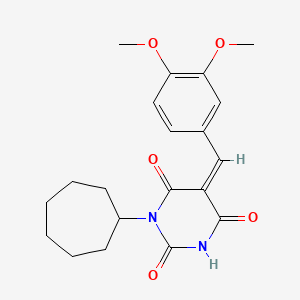 (5Z)-1-cycloheptyl-5-[(3,4-dimethoxyphenyl)methylidene]-1,3-diazinane-2,4,6-trione