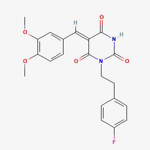 molecular formula C21H19FN2O5 B3701540 (5Z)-5-[(3,4-dimethoxyphenyl)methylidene]-1-[2-(4-fluorophenyl)ethyl]-1,3-diazinane-2,4,6-trione 