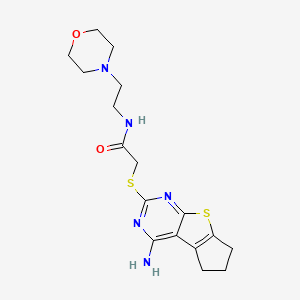 2-[(12-amino-7-thia-9,11-diazatricyclo[6.4.0.02,6]dodeca-1(12),2(6),8,10-tetraen-10-yl)sulfanyl]-N-(2-morpholin-4-ylethyl)acetamide