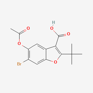 molecular formula C15H15BrO5 B3701559 5-(acetyloxy)-6-bromo-2-tert-butyl-1-benzofuran-3-carboxylic acid 