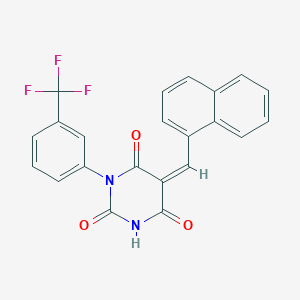 molecular formula C22H13F3N2O3 B3701576 5-(1-naphthylmethylene)-1-[3-(trifluoromethyl)phenyl]-2,4,6(1H,3H,5H)-pyrimidinetrione 