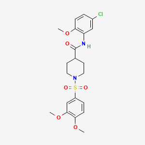 molecular formula C21H25ClN2O6S B3701589 N-(5-CHLORO-2-METHOXYPHENYL)-1-(3,4-DIMETHOXYBENZENESULFONYL)PIPERIDINE-4-CARBOXAMIDE 