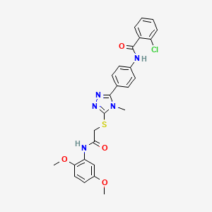 molecular formula C26H24ClN5O4S B3701601 2-chloro-N-{4-[5-({2-[(2,5-dimethoxyphenyl)amino]-2-oxoethyl}sulfanyl)-4-methyl-4H-1,2,4-triazol-3-yl]phenyl}benzamide 