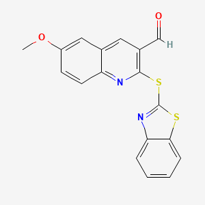 molecular formula C18H12N2O2S2 B3701628 2-(1,3-Benzothiazol-2-ylsulfanyl)-6-methoxyquinoline-3-carbaldehyde 