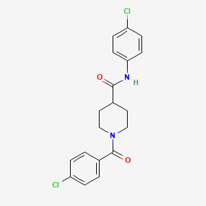 molecular formula C19H18Cl2N2O2 B3701745 1-(4-chlorobenzoyl)-N-(4-chlorophenyl)piperidine-4-carboxamide 