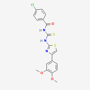 molecular formula C19H16ClN3O3S2 B3701750 4-chloro-N-{[4-(3,4-dimethoxyphenyl)-1,3-thiazol-2-yl]carbamothioyl}benzamide 