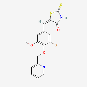 (5E)-5-({3-BROMO-5-METHOXY-4-[(PYRIDIN-2-YL)METHOXY]PHENYL}METHYLIDENE)-2-SULFANYLIDENE-1,3-THIAZOLIDIN-4-ONE