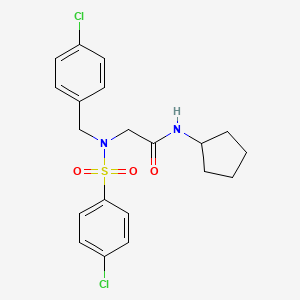 molecular formula C20H22Cl2N2O3S B3701829 N~2~-(4-chlorobenzyl)-N~2~-[(4-chlorophenyl)sulfonyl]-N~1~-cyclopentylglycinamide 