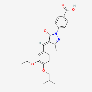 molecular formula C24H26N2O5 B3701898 4-[(4E)-4-[[3-ethoxy-4-(2-methylpropoxy)phenyl]methylidene]-3-methyl-5-oxopyrazol-1-yl]benzoic acid 