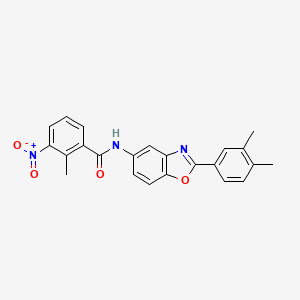 molecular formula C23H19N3O4 B3701987 N-[2-(3,4-dimethylphenyl)-1,3-benzoxazol-5-yl]-2-methyl-3-nitrobenzamide 