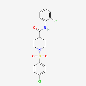 molecular formula C18H18Cl2N2O3S B3702002 1-(4-CHLOROBENZENESULFONYL)-N-(2-CHLOROPHENYL)PIPERIDINE-4-CARBOXAMIDE 