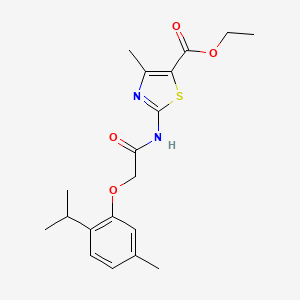 molecular formula C19H24N2O4S B3702007 Ethyl 4-methyl-2-[[2-(5-methyl-2-propan-2-ylphenoxy)acetyl]amino]-1,3-thiazole-5-carboxylate 