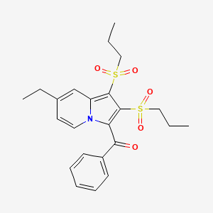 molecular formula C23H27NO5S2 B3702092 [7-ethyl-1,2-bis(propylsulfonyl)-3-indolizinyl](phenyl)methanone 