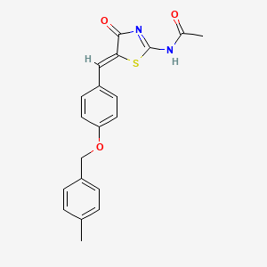 molecular formula C20H18N2O3S B3702139 N-[(5Z)-5-{4-[(4-methylbenzyl)oxy]benzylidene}-4-oxo-4,5-dihydro-1,3-thiazol-2-yl]acetamide 