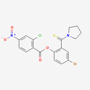 molecular formula C18H14BrClN2O4S B3702151 [4-Bromo-2-(pyrrolidine-1-carbothioyl)phenyl] 2-chloro-4-nitrobenzoate 