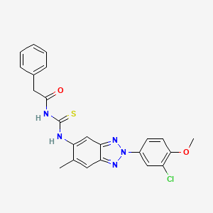 molecular formula C23H20ClN5O2S B3702199 N-{[2-(3-chloro-4-methoxyphenyl)-6-methyl-2H-benzotriazol-5-yl]carbamothioyl}-2-phenylacetamide 