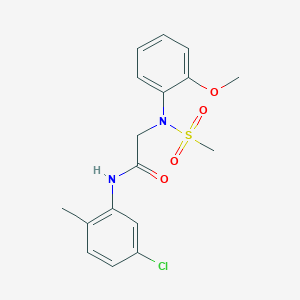 molecular formula C17H19ClN2O4S B3702212 N-(5-CHLORO-2-METHYLPHENYL)-2-[N-(2-METHOXYPHENYL)METHANESULFONAMIDO]ACETAMIDE 