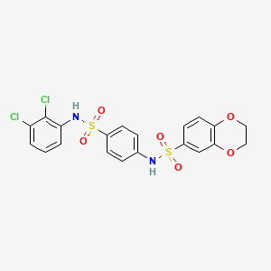 molecular formula C20H16Cl2N2O6S2 B3702242 N-{4-[(2,3-dichlorophenyl)sulfamoyl]phenyl}-2,3-dihydro-1,4-benzodioxine-6-sulfonamide 