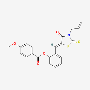 molecular formula C21H17NO4S2 B3702263 2-[(3-ALLYL-4-OXO-2-THIOXO-1,3-THIAZOLAN-5-YLIDEN)METHYL]PHENYL 4-METHOXYBENZOATE 