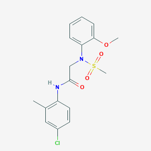 molecular formula C17H19ClN2O4S B3702269 N-(4-CHLORO-2-METHYLPHENYL)-2-[N-(2-METHOXYPHENYL)METHANESULFONAMIDO]ACETAMIDE 