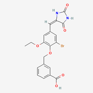 molecular formula C20H17BrN2O6 B3702316 3-[(2-BROMO-4-{[(4E)-2,5-DIOXOIMIDAZOLIDIN-4-YLIDENE]METHYL}-6-ETHOXYPHENOXY)METHYL]BENZOIC ACID 