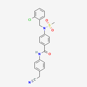 molecular formula C23H20ClN3O3S B3702338 4-[(2-chlorobenzyl)(methylsulfonyl)amino]-N-[4-(cyanomethyl)phenyl]benzamide 