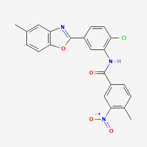 molecular formula C22H16ClN3O4 B3702341 N-[2-chloro-5-(5-methyl-1,3-benzoxazol-2-yl)phenyl]-4-methyl-3-nitrobenzamide 