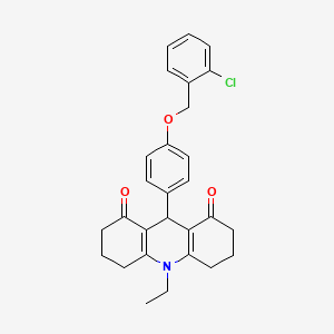 molecular formula C28H28ClNO3 B3702343 9-{4-[(2-chlorobenzyl)oxy]phenyl}-10-ethyl-3,4,6,7,9,10-hexahydro-1,8(2H,5H)-acridinedione 