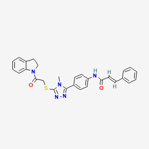 molecular formula C28H25N5O2S B3702396 (2E)-N-[4-(5-{[2-(2,3-dihydro-1H-indol-1-yl)-2-oxoethyl]sulfanyl}-4-methyl-4H-1,2,4-triazol-3-yl)phenyl]-3-phenylprop-2-enamide 