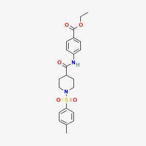 molecular formula C22H26N2O5S B3702422 ethyl 4-[1-(4-methylbenzenesulfonyl)piperidine-4-amido]benzoate 