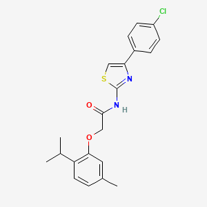 molecular formula C21H21ClN2O2S B3702453 N-[4-(4-chlorophenyl)-1,3-thiazol-2-yl]-2-(5-methyl-2-propan-2-ylphenoxy)acetamide 