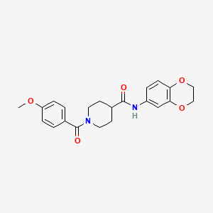 molecular formula C22H24N2O5 B3702489 N-(2,3-dihydro-1,4-benzodioxin-6-yl)-1-(4-methoxybenzoyl)piperidine-4-carboxamide 