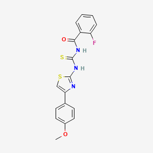 molecular formula C18H14FN3O2S2 B3702492 2-fluoro-N-{[4-(4-methoxyphenyl)-1,3-thiazol-2-yl]carbamothioyl}benzamide 