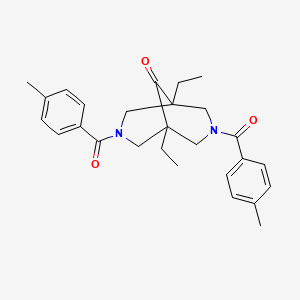 molecular formula C27H32N2O3 B3702498 1,5-diethyl-3,7-bis(4-methylbenzoyl)-3,7-diazabicyclo[3.3.1]nonan-9-one 