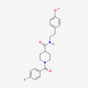 molecular formula C22H25FN2O3 B3702558 1-(4-fluorobenzoyl)-N-[2-(4-methoxyphenyl)ethyl]-4-piperidinecarboxamide 