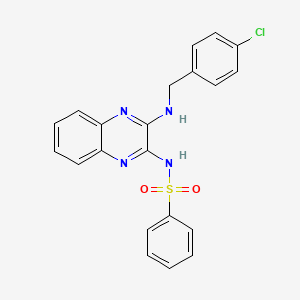 molecular formula C21H17ClN4O2S B3702578 N-[3-[(4-chlorophenyl)methylamino]quinoxalin-2-yl]benzenesulfonamide 