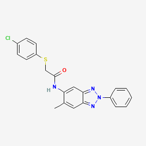 2-[(4-chlorophenyl)sulfanyl]-N-(6-methyl-2-phenyl-2H-benzotriazol-5-yl)acetamide