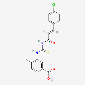 molecular formula C18H15ClN2O3S B3702635 3-({[(2E)-3-(4-chlorophenyl)prop-2-enoyl]carbamothioyl}amino)-4-methylbenzoic acid CAS No. 433965-28-7