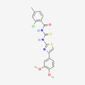 molecular formula C20H18ClN3O3S2 B3702636 2-chloro-N-{[4-(3,4-dimethoxyphenyl)-1,3-thiazol-2-yl]carbamothioyl}-4-methylbenzamide 