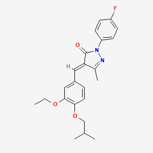 molecular formula C23H25FN2O3 B3702639 (4E)-4-[[3-ethoxy-4-(2-methylpropoxy)phenyl]methylidene]-2-(4-fluorophenyl)-5-methylpyrazol-3-one 