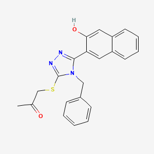 molecular formula C22H19N3O2S B3702649 1-{[4-benzyl-5-(3-hydroxy-2-naphthyl)-4H-1,2,4-triazol-3-yl]thio}acetone 