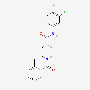 molecular formula C20H20Cl2N2O2 B3702657 N-(3,4-dichlorophenyl)-1-[(2-methylphenyl)carbonyl]piperidine-4-carboxamide 