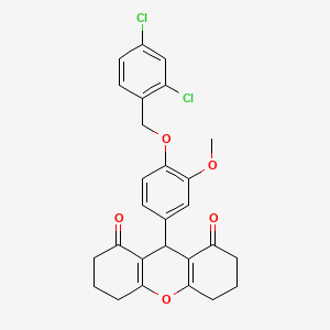 molecular formula C27H24Cl2O5 B3702697 9-{4-[(2,4-dichlorobenzyl)oxy]-3-methoxyphenyl}-3,4,5,6,7,9-hexahydro-1H-xanthene-1,8(2H)-dione 