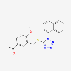 molecular formula C21H18N4O2S B3702708 1-[4-methoxy-3-({[1-(1-naphthyl)-1H-tetrazol-5-yl]thio}methyl)phenyl]ethanone 