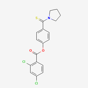 molecular formula C18H15Cl2NO2S B3702731 4-(1-pyrrolidinylcarbonothioyl)phenyl 2,4-dichlorobenzoate 