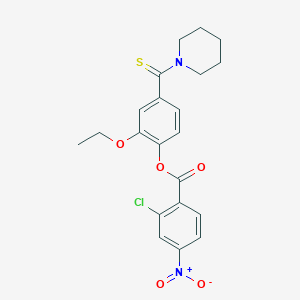 2-Ethoxy-4-(piperidin-1-ylcarbonothioyl)phenyl 2-chloro-4-nitrobenzoate